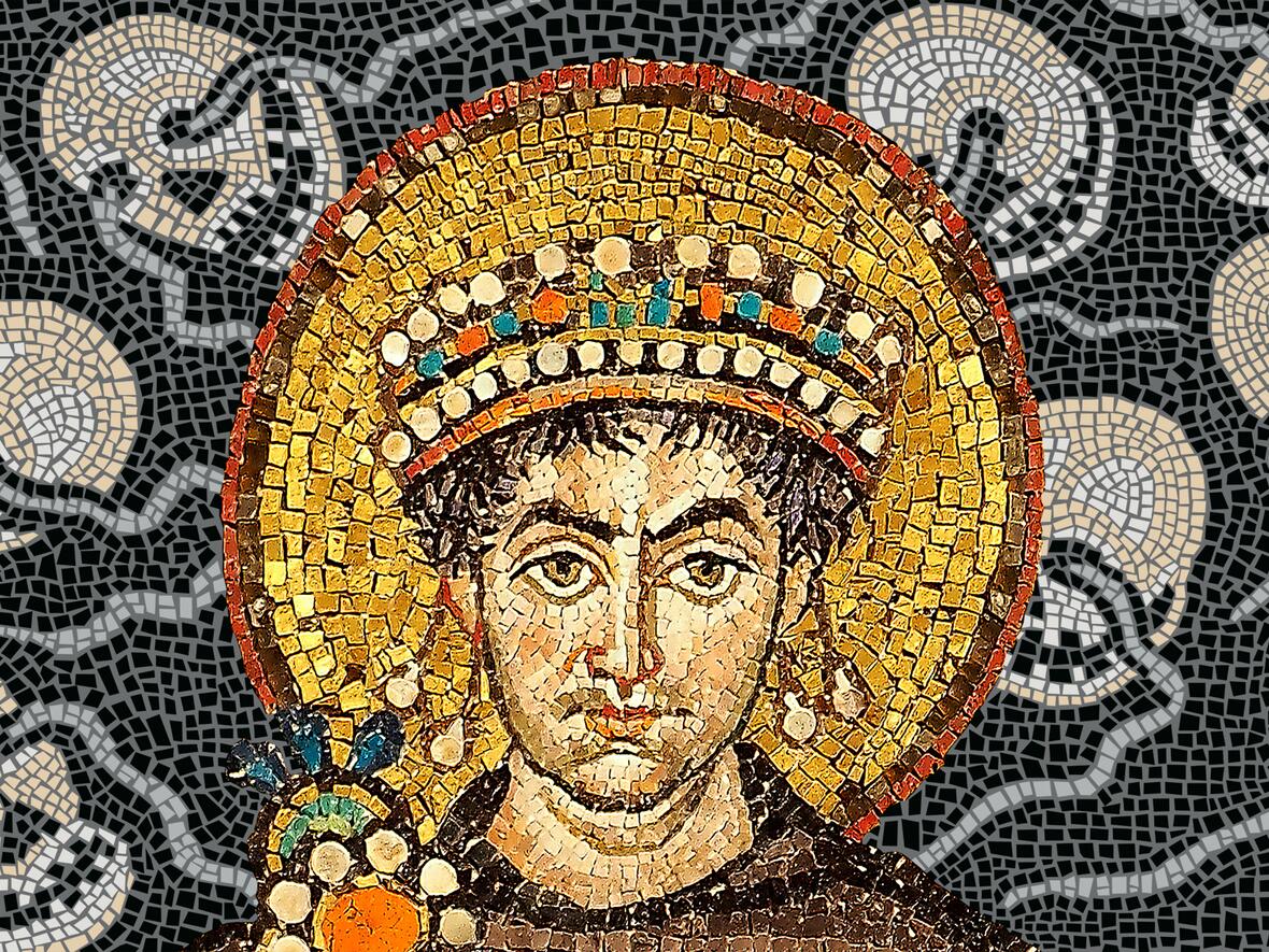 collage-mit-einem-mosaikportraet-von-kaiser-justinian-i-aus-san-vitale-in-ravenna-petar-milosevic-und-tobias-esch